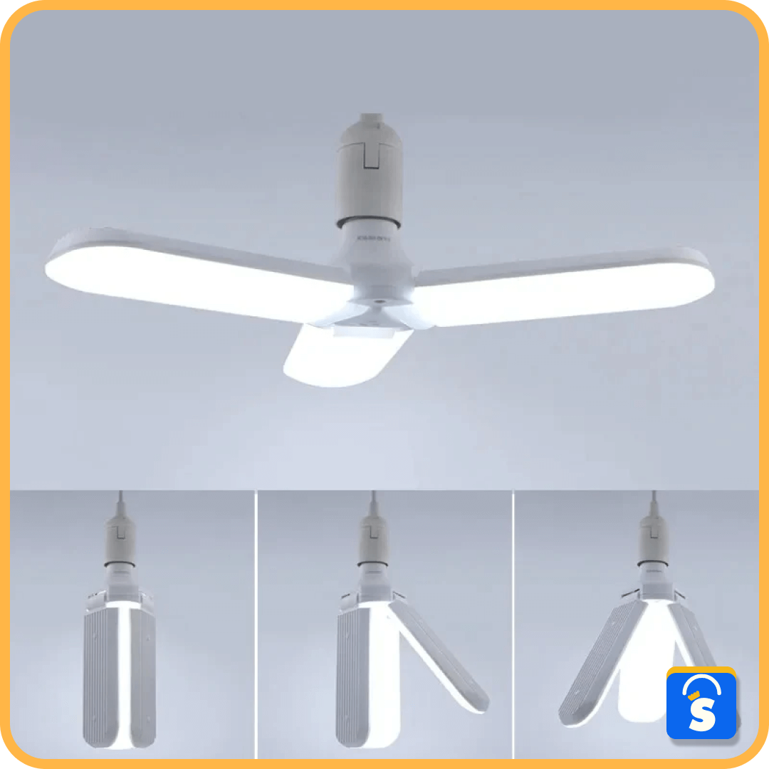 Lampara Bombillo Led 4 Aspas Desplegable